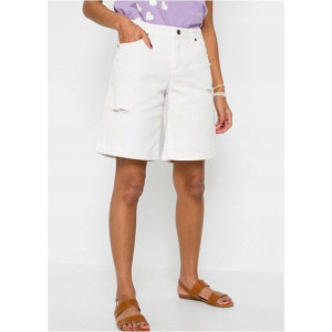 Bonprix Białe Jeansowe Szerokie Spodenki Bermudy Przetarcia 40-42 937058