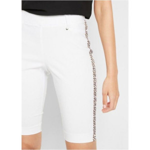 Bonprix Białe Krótkie Spodenki Bermudy Z Lampasami W Panterkę 50-52 933570
