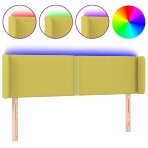 Zagłówek do łóżka z LED, zielony, 147x16x78/88 cm, tkanina
