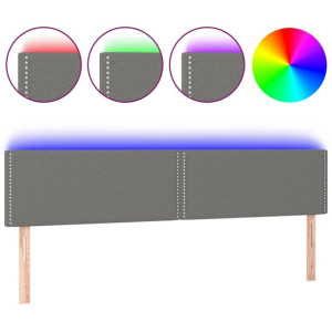 Zagłówek do łóżka z LED, ciemnoszary, 180x5x78/88 cm, tkanina
