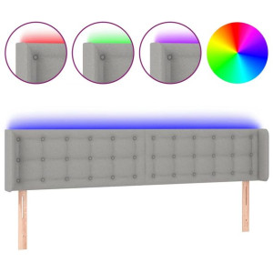 Zagłówek do łóżka z LED, jasnoszary, 203x16x78/88 cm, tkanina