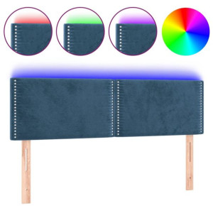 Zagłówek do łóżka z LED, ciemnoniebieski 144x5x78/88cm, aksamit
