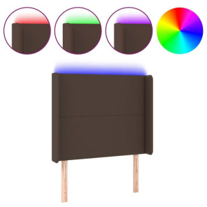 Zagłówek do łóżka z LED brązowy 103x16x118/128cm sztuczna skóra