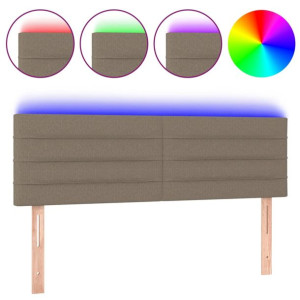 Zagłówek do łóżka z LED, taupe, 144x5x78/88 cm, tkanina