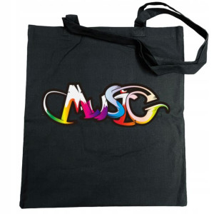 Torba na zakupy kolorowy nadruk napis Music Muzyka