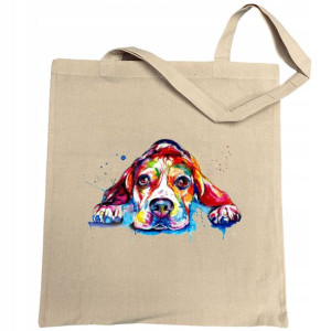Torba na zakupy kolorowy nadruk pies Beagle