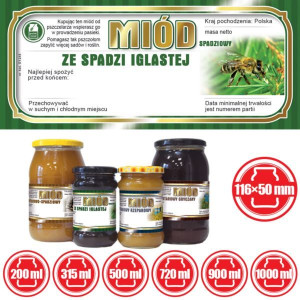 Paczka etykiet na miód ze spadzi iglastej 116x50 (100szt) - wzór E1245