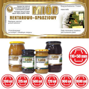 Paczka etykiet na miód nektarowo-spadziowy 116x50 (100szt) - wzór E1239