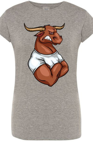 Byk Damski Modny T-Shirt Nadruk Rozm.L