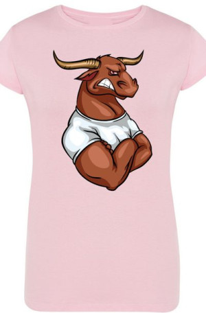 Byk Damski Modny T-Shirt Nadruk Rozm.M