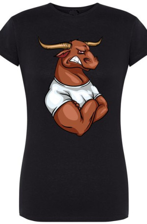 Byk Damski Modny T-Shirt Nadruk Rozm.M