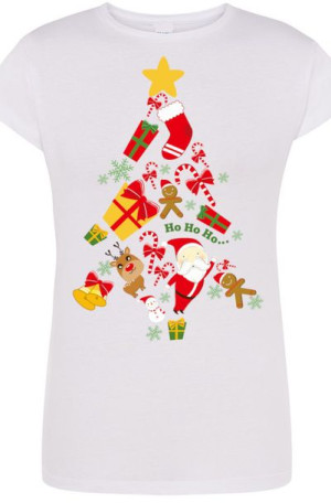 Choinka Świąteczna Damski T-Shirt Modny r.M
