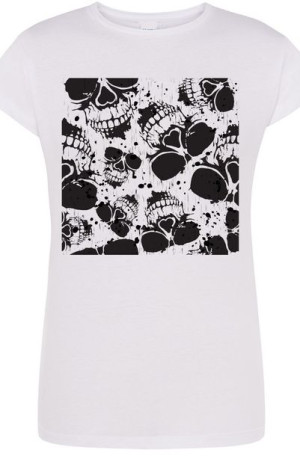 Czaszki Damski T-Shirt Modny Nadruk Rozm.XXL