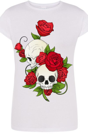 Czaszki Róże Damski Modny T-Shirt Lato Rozm.M