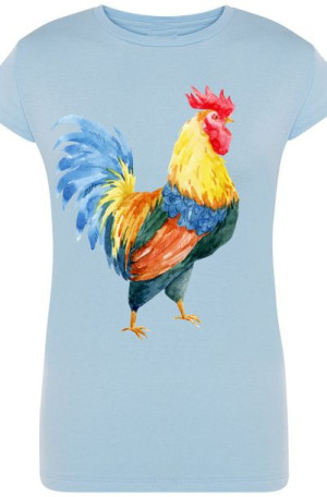 Damski T-Shirt Kolorowy Kogut Modny Rozm.S