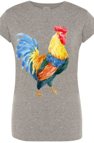 Damski T-Shirt Kolorowy Kogut Modny Rozm.XXL