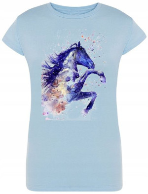 Damski T-Shirt Logo Koń Modny Nadruk Rozm.M