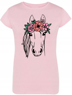Damski T-Shirt Modny Koń Nadruk Lato Rozm.M