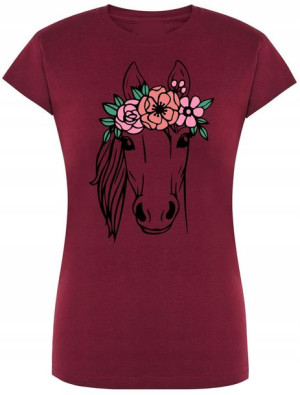 Damski T-Shirt Modny Koń Nadruk Lato Rozm.S