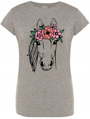 Damski T-Shirt Modny Koń Nadruk Lato Rozm.XXL