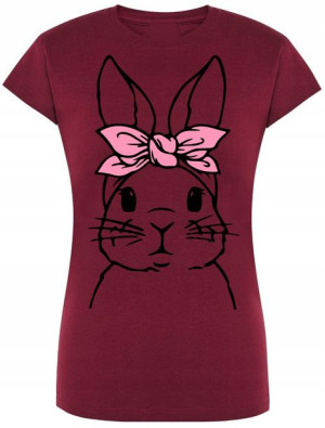 Damski T-shirt Nadruk Królik Modny Lato Rozm.L