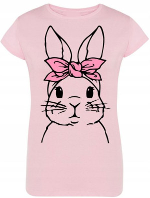 Damski T-shirt Nadruk Królik Modny Lato Rozm.XL