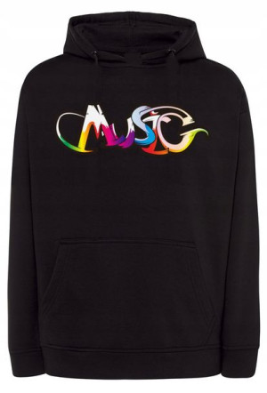 Bluza kolorowt nadruk napis Music Muzyka r.5XL