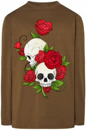 Bluza Longsleeve Róże Czaszki Modna Rozm.M