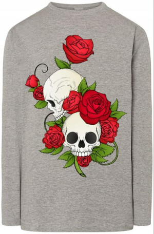 Bluza Longsleeve Róże Czaszki Modna Rozm.S