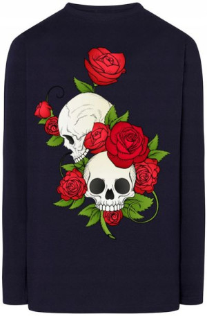 Bluza Longsleeve Róże Czaszki Modna Rozm.XS