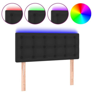 Zagłówek do łóżka z LED, czarny, 100x5x78/88 cm, sztuczna skóra