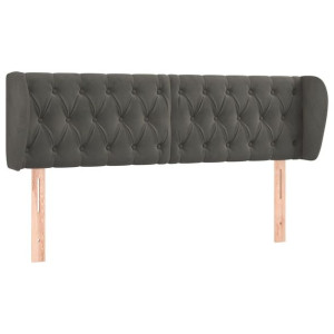 Zagłówek uszak, ciemnoszary, 147x23x78/88 cm, aksamitny