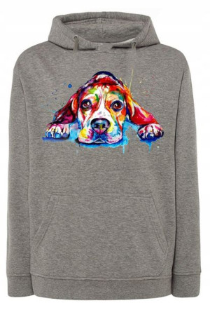 Bluza męska kolorowy nadruk pies Beagle r.M