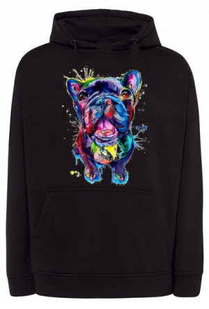 Bluza męska kolorowy nadruk pies Bulldog r.L