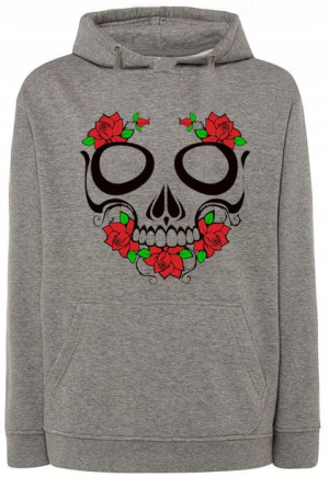 Bluza męska nadruk Czaszka z RÓŻAMI r.XL