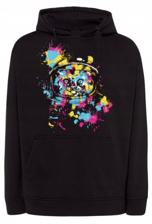 Bluza męska nadruk kolorowy KOT ASTRONAUTA r.XL