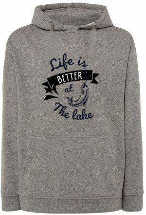 Bluza męska nadruk Life is better at The Lake XS