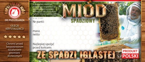 Paczka etykiet na miód spadziowy ze spadzi iglastej (100szt) - wzór E1287