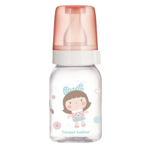 Canpol Babies Butelka Szklana Dla Niemowlaka 120Ml Pudrowy Róż + Smoczek3M+