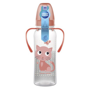 Butelka 250 Ml Z Uchwytami  Bpa Free Różowe Kotki 12M+