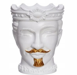 Ceramiczna Doniczka Osłonka Twarz 14,5x16,5cm Król