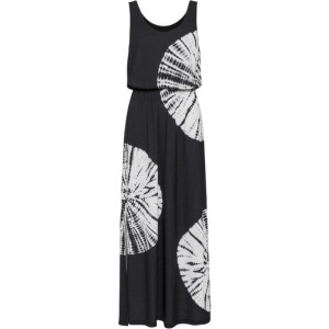 Bonprix Czarna Długa Sukienka Maxi Z Batikowym Wzorem Cyrkonie 40-42 910009