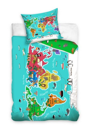 Pościel dziecięca bawełna 135x200 Mapa Świata