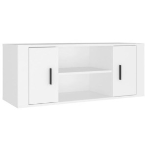 Szafka pod TV, biała, 100x35x40 cm, materiał drewnopochodny