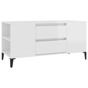 Szafka pod TV, wysoki połysk, biała, 102x44,5x50 cm