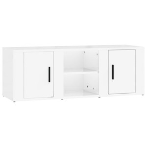 Szafka pod TV, wysoki połysk, biała, 150x34,5x30 cm