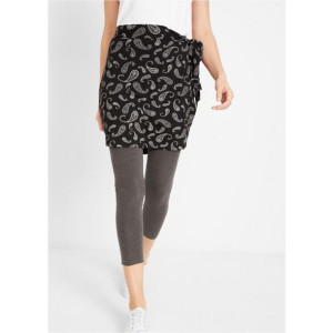 Bonprix Czarna Krótka Wiązana Spódnica Wzór Paisley Mini 48-50 912711