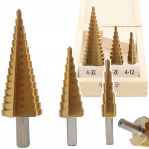 Wiertła Stożkowe Hss Wiertło Stopniowe 4-32mm 3 El