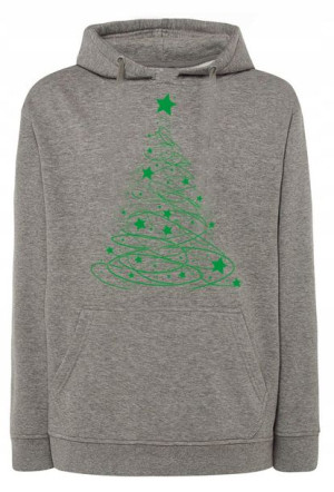 Bluza męska święteczny nadruk zielona Choinka XS