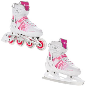 Rolki Łyżwy Regulowane 2w1 RAVEN Crystal White/Pink 35-39